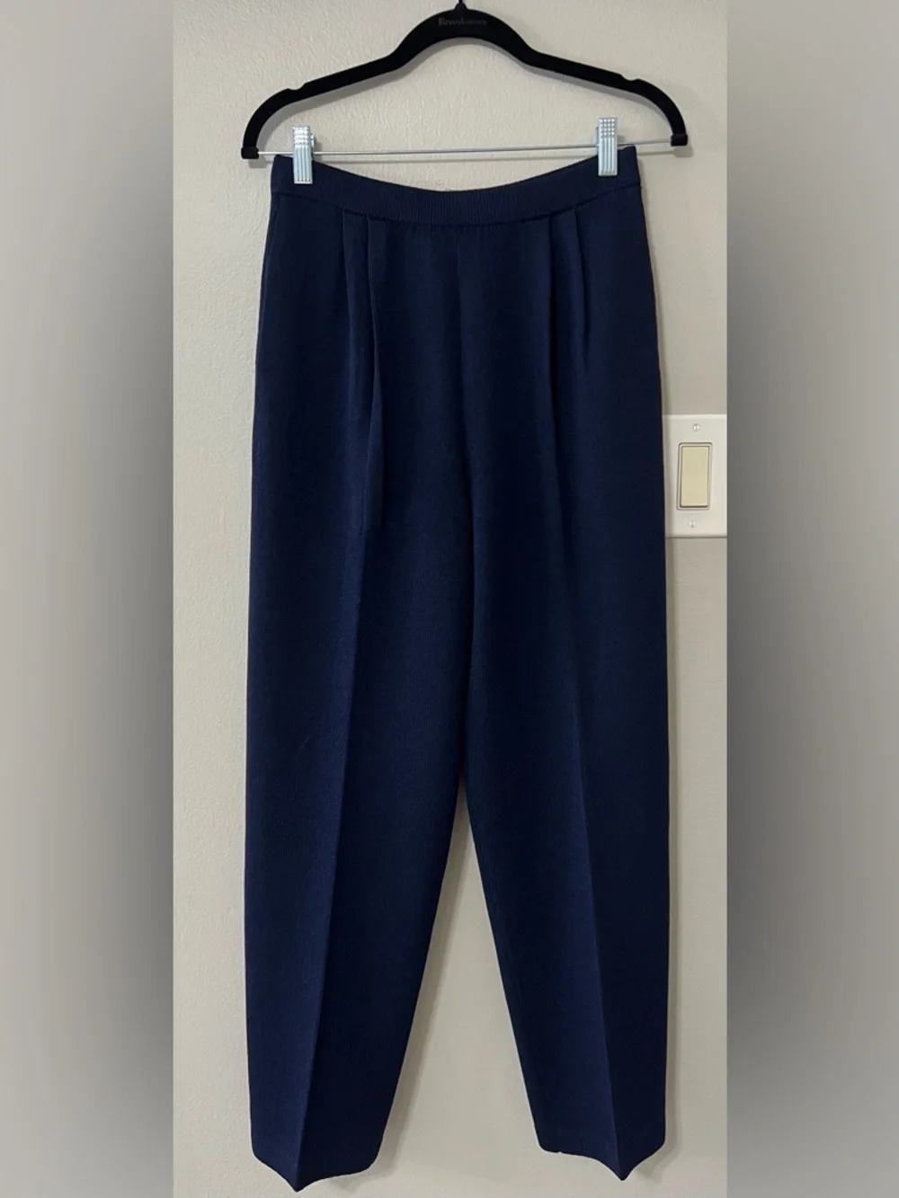 St John Basics Knit Pants Size 6 Navy Santana Knit Pull On Elastic Waist Pants